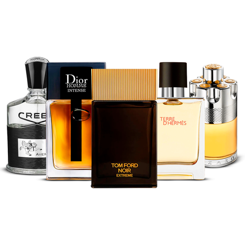 Combination of 5 men's perfumes – Creed Aventus, Dior Homme Intense, Tom Ford Noir Extrême, Terre d'Hermès and Azzaro Wanted [100 ml each]